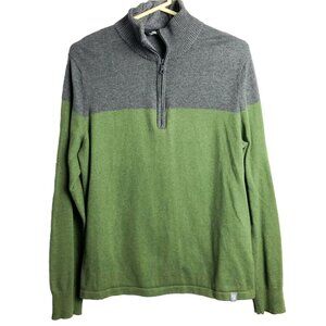 The North Face Wool Blend Quarter Zip Sweater Mens Gray Green Large Pullover